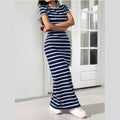 New Arrival Printed Knitted Striped Long Womens Dress