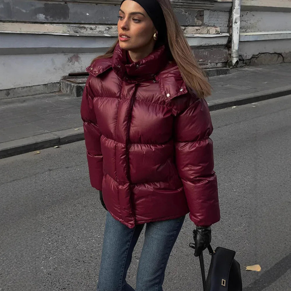 Women's Graceful Stand Collar Hooded Cotton Jacket 2026 - Winter Coat - DanaFashionstore