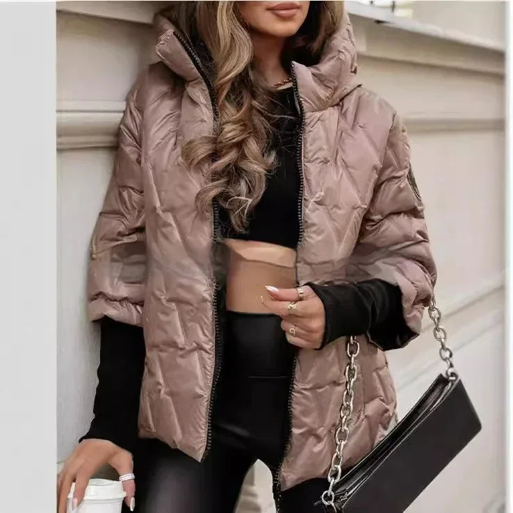 Fashion Hooded Loose-Fitting Patchwork Cotton Jacket 2026 - Long Sleeve Coat - DanaFashionstore