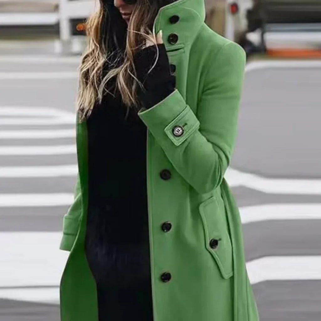 Autumn Winter New Woolen Coat Women's Slim Fit Cardigan Large Coat Women Long Sleeve Single Breasted Stand Collar Woolen Coat - DanaFashionstore