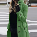 Autumn Winter New Woolen Coat Women's Slim Fit Cardigan Large Coat Women Long Sleeve Single Breasted Stand Collar Woolen Coat - DanaFashionstore