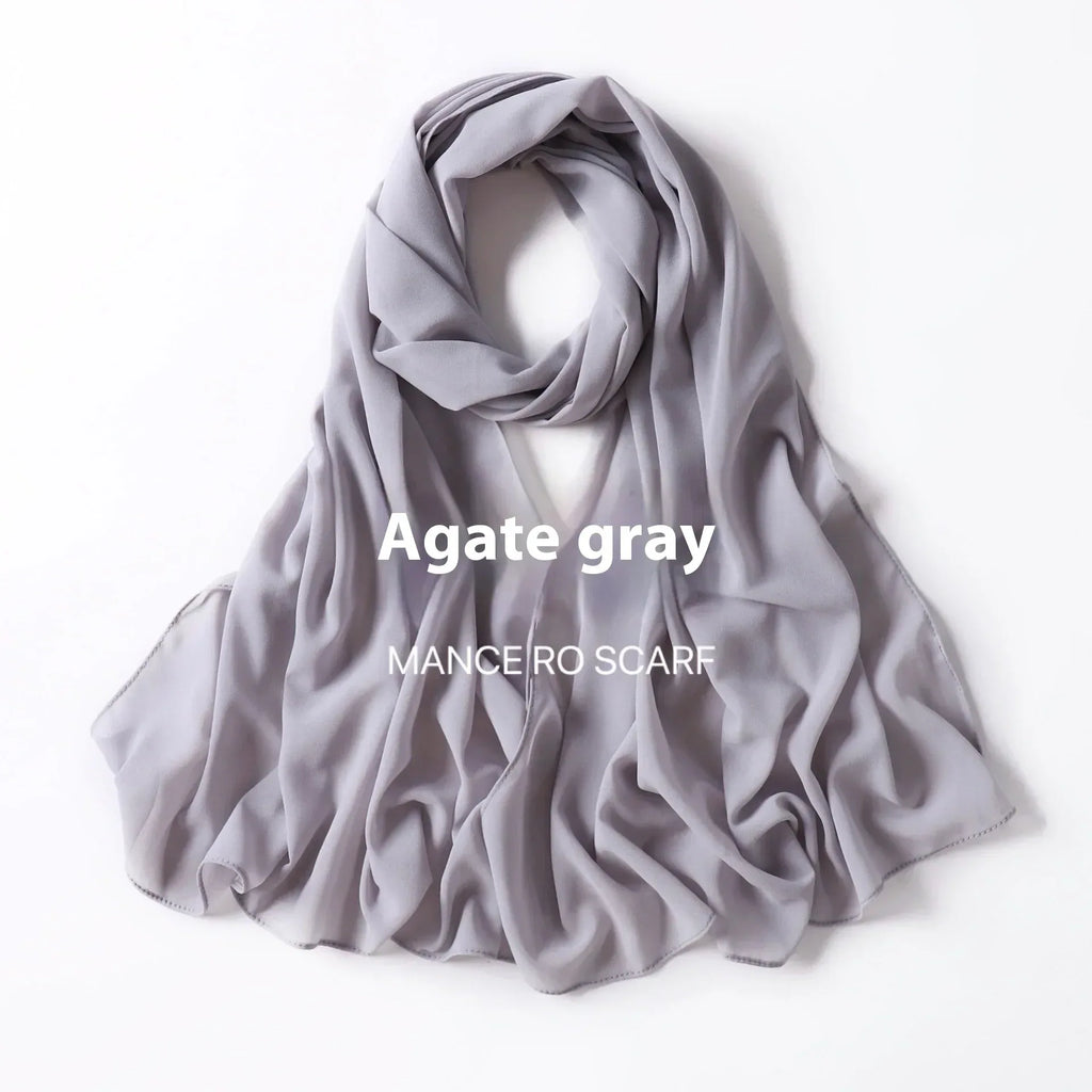 Pure Color Pearl Chiffon Scarf Headcloth Veil Chiffon Scarf - DanaFashionstore