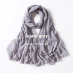 Pure Color Pearl Chiffon Scarf Headcloth Veil Chiffon Scarf - DanaFashionstore