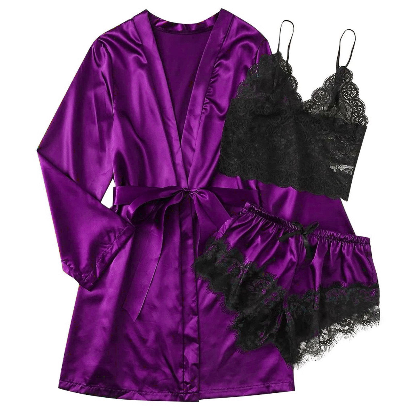 Wholesale European And American Foreign Trade Tube Top Ice Silk Pajamas Women's Seduction Sexy Bra Nightgown Lace Shorts - Dana Fashion