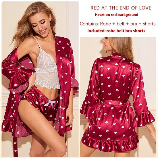 Women's Striped Love Nightgown Suit - Dana Fashion
