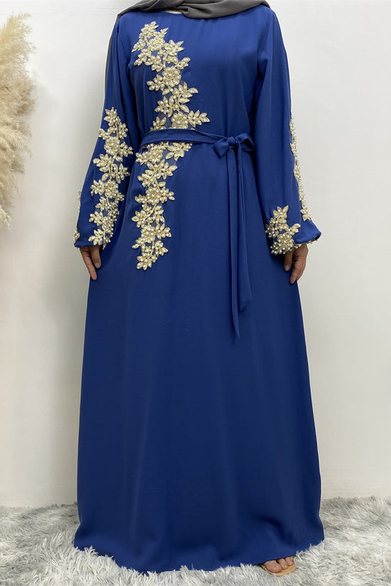 Fashion Lace Beaded Muslim Dress Women