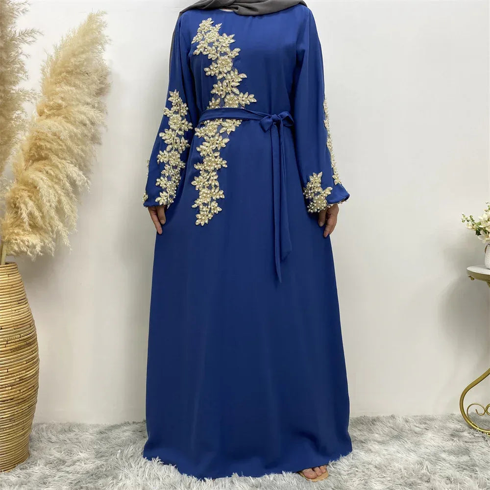 Fashion Lace Beaded Muslim Dress Women - DanaFashionstore