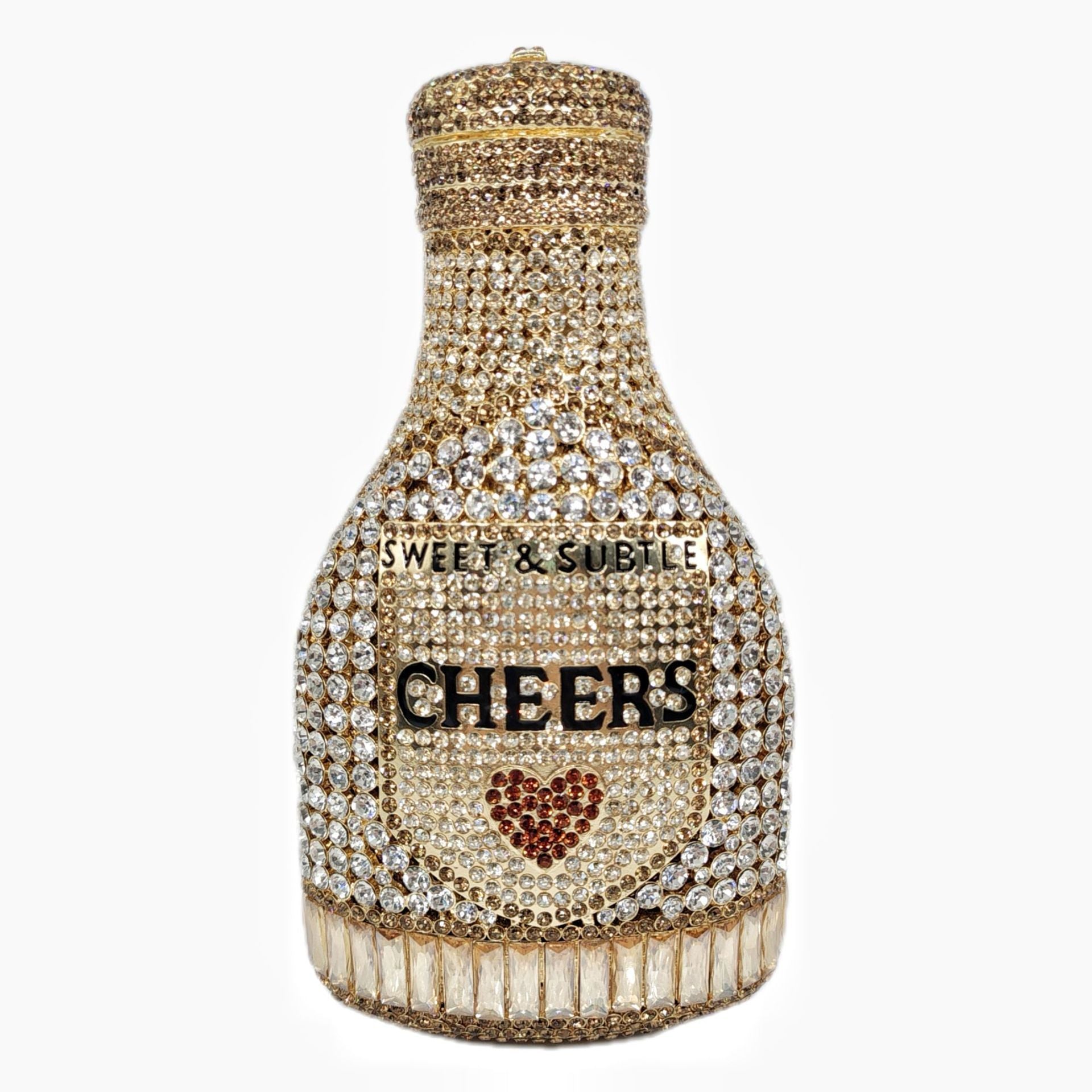 Champagne Bottle Rhinestone Evening Clutch Women's Bag - Dana Fashion