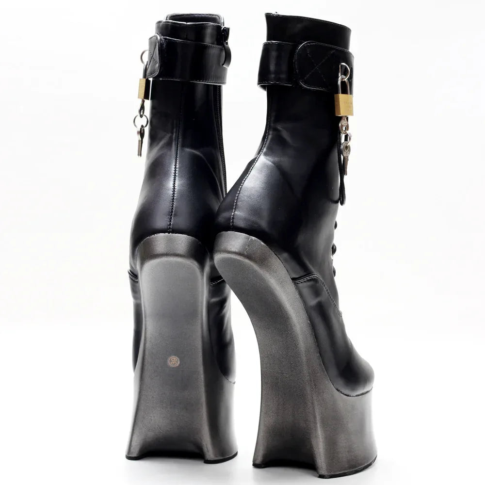18cm Super High Heel Donkey Hoof Fancy Ankle Boots - DanaFashionstore
