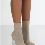 Women's High-heel Point-toe Knitted Stretch Boots - DanaFashionstore