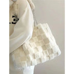 White Plush One Shoulder Bag Casual Tote Bag - DanaFashionstore