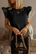 Women's Short-sleeved T-shirt With Ruffled Straps And Hollow Back In Solid Color - DanaFashionstore