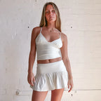 Solid Color And V-neck Hollow Out Strap Short Exercise Skirt Suit - DanaFashionstore