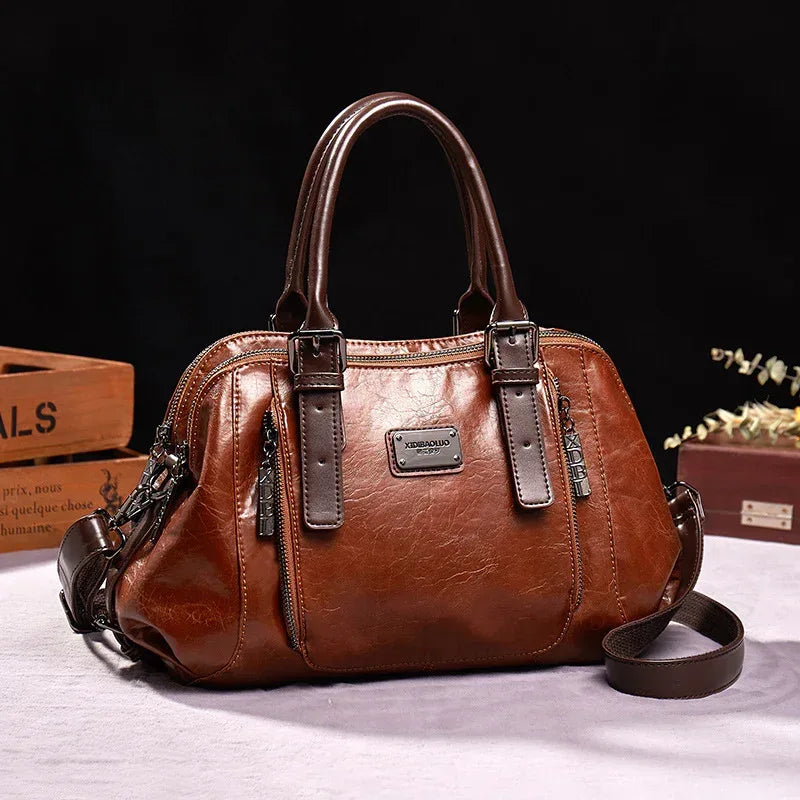 One-shoulder Portable Messenger Large-capacity Soft Leather Female Bag - DanaFashionstore