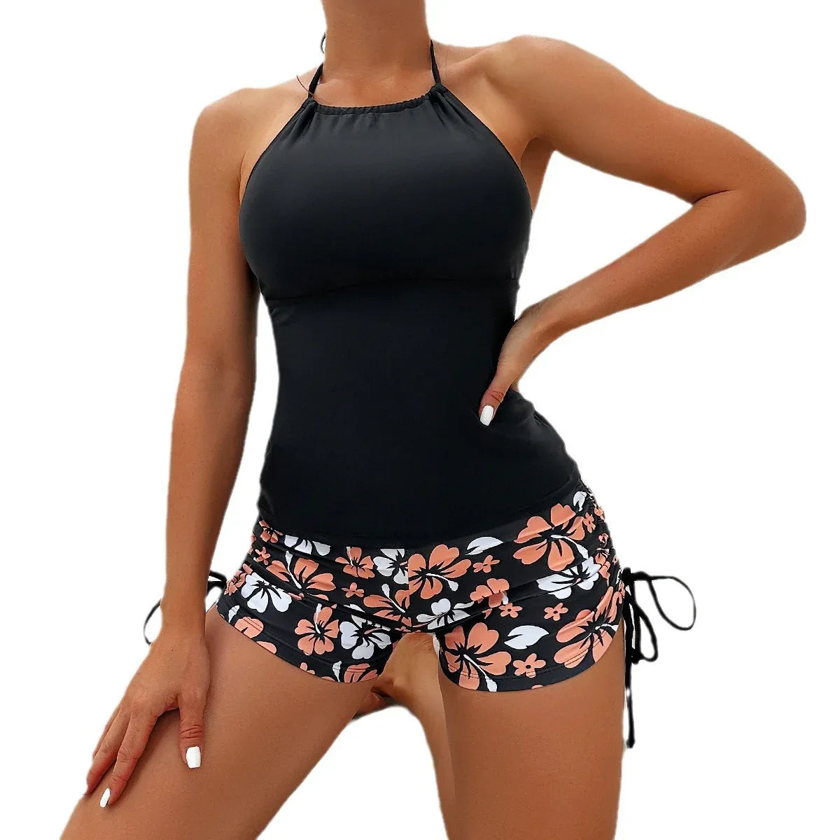Halterneck Printed Halter Bikini Split Swimsuit For Women - DanaFashionstore