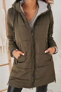 Women's Hooded Solid Color Long Cotton Jacket 2026 - Pocket Winter Coat - DanaFashionstore