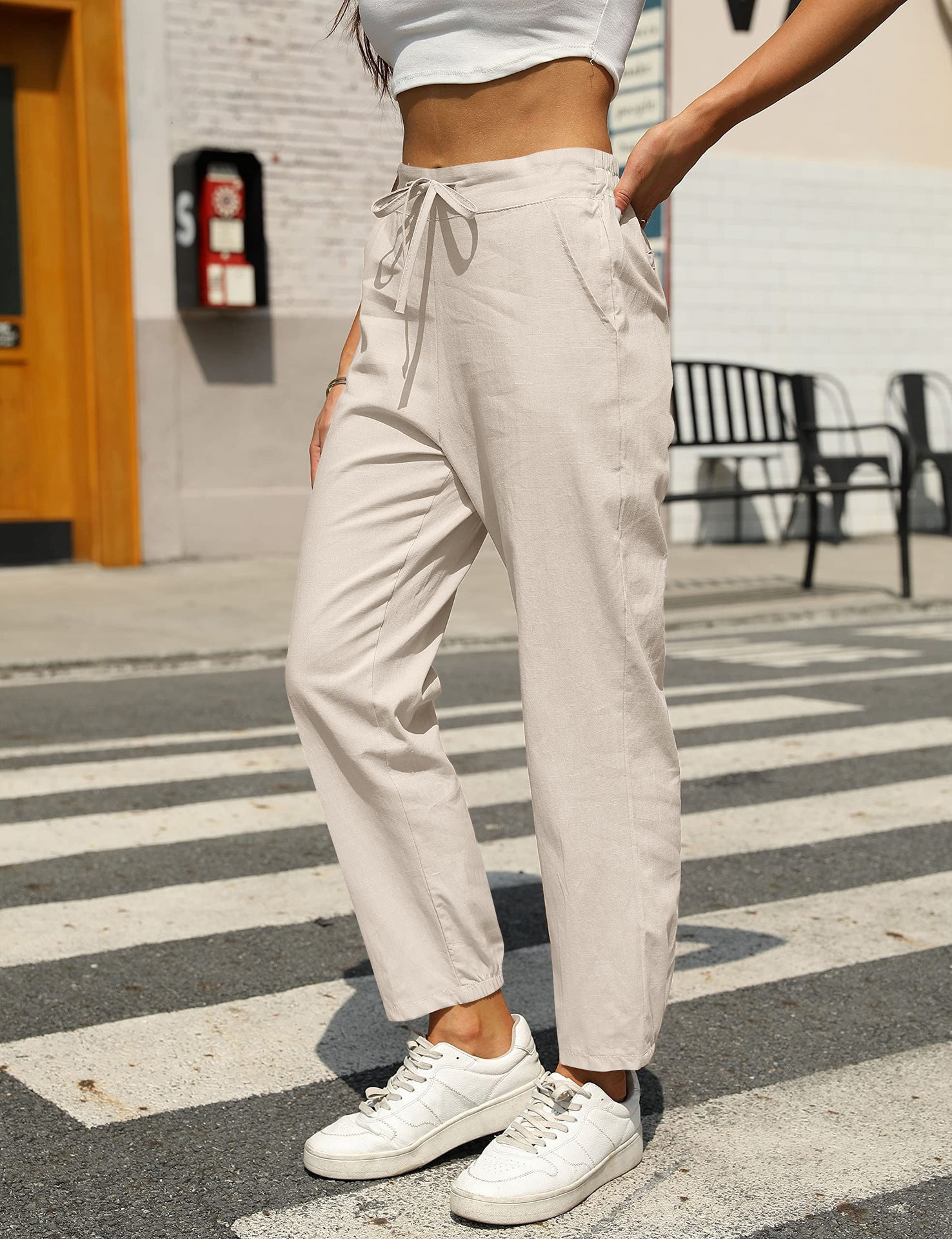 New Casual Linen Drawstring Pants For Women - Comfortable & Stylish - Dana Fashion