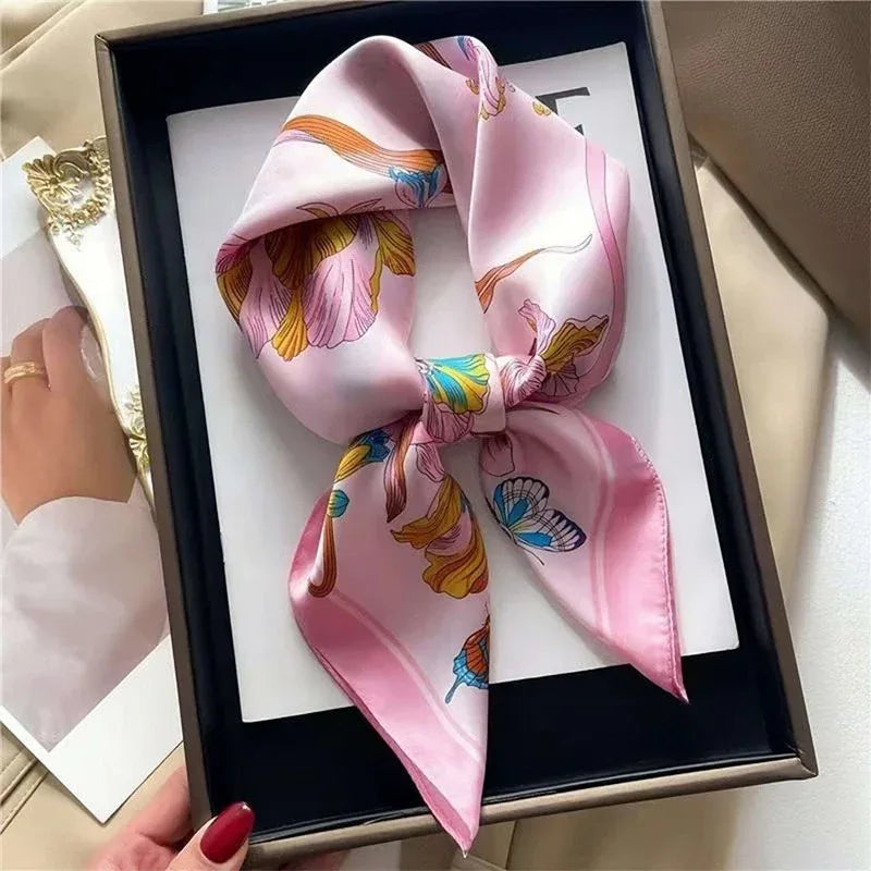 Artificial Silk Striped High-grade Korean Style Stylish Beach Arm Bag Silk Scarf - DanaFashionstore