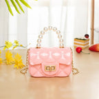 Children's Jelly Bag Rhombic Chain Pearl Handbag - DanaFashionstore