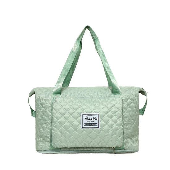 Foldable Travel Duffle Bag With Rhombus Sewing Design Large Capacity Fitness Handbag Portable Versatile Shoulder Bags Expandable Organizer - DanaFashionstore