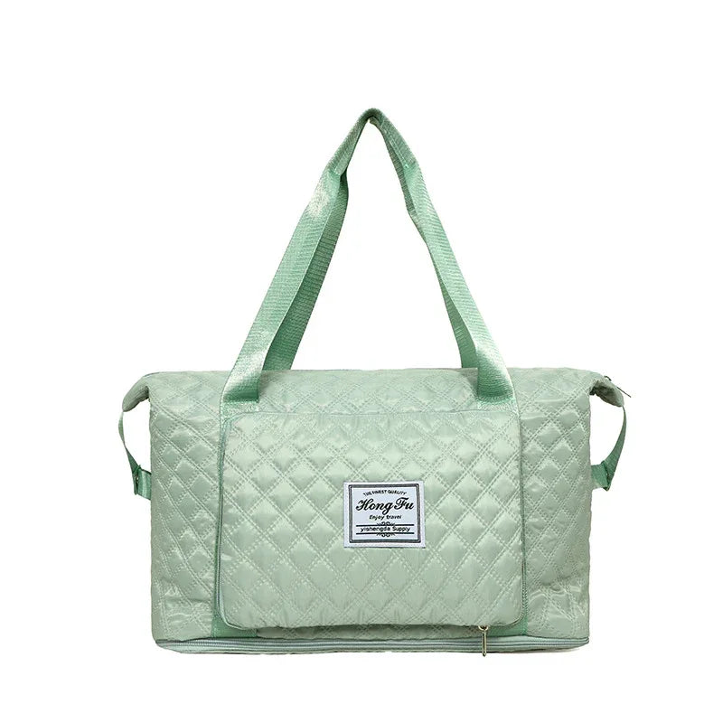 Foldable Travel Duffle Bag With Rhombus Sewing Design Large Capacity Fitness Handbag Portable Versatile Shoulder Bags Expandable Organizer - DanaFashionstore