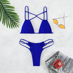 Women's Bikini Swimwear Solid Color Double Layer Fabric Split - DanaFashionstore