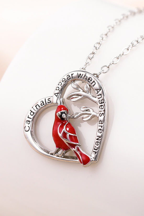 Creative Heart Shaped Cardinal Pendant Necklace, Exquisite Party Commemorative Accessory Gift Jewelry Anniversary Party Gifts, Valentine's Day Gift