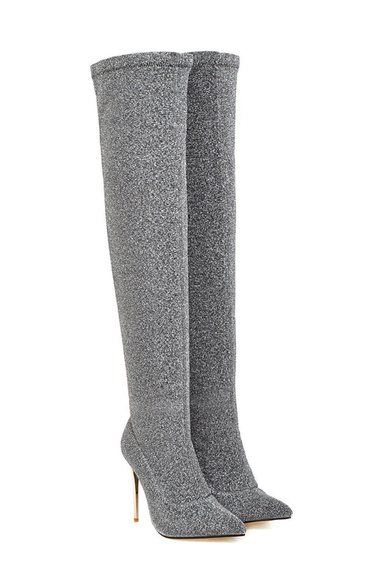 Super High Heel Plus Size Leopard Print Over-the-knee Women's Boots