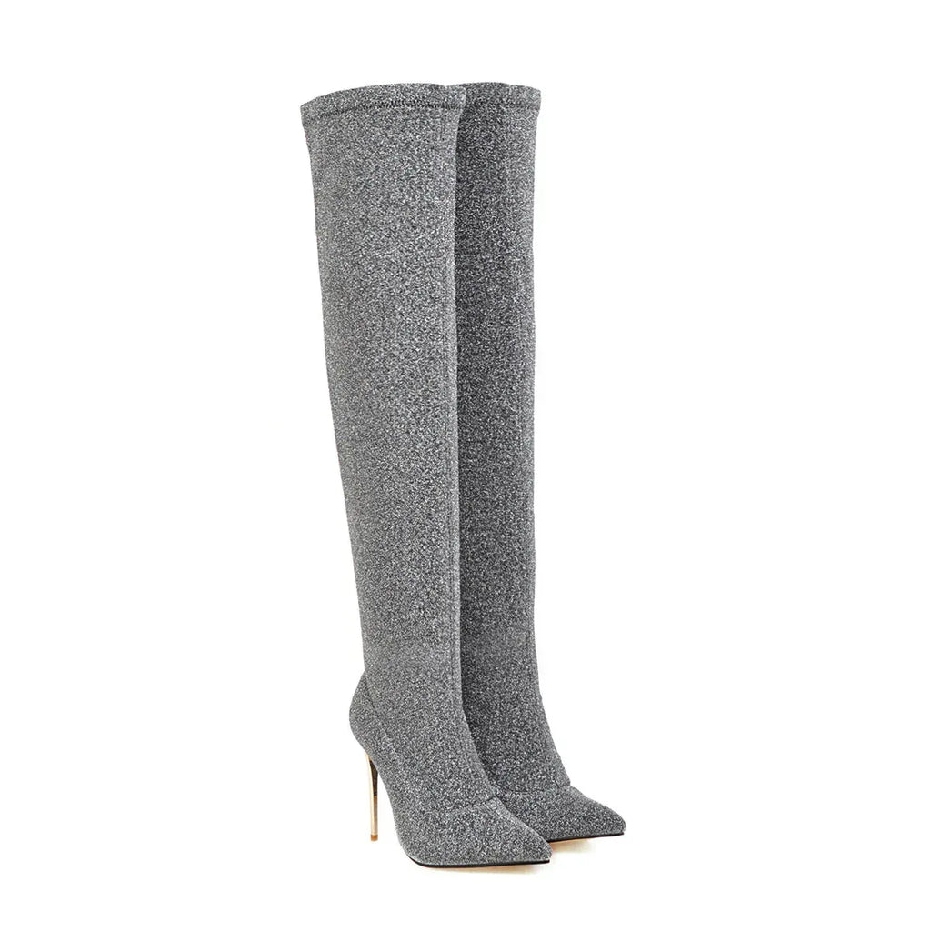 Super High Heel Plus Size Leopard Print Over-the-knee Women's Boots - DanaFashionstore
