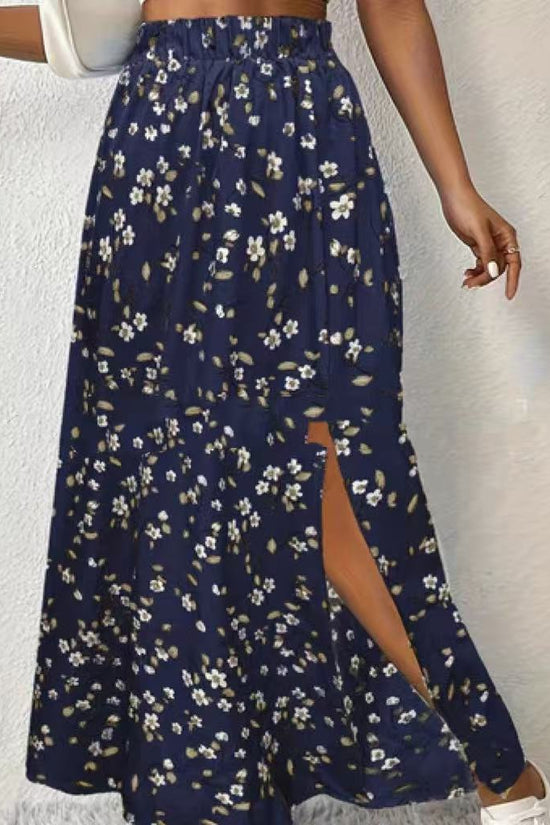 Women's Fashionable With Side-slit Printed Skirt