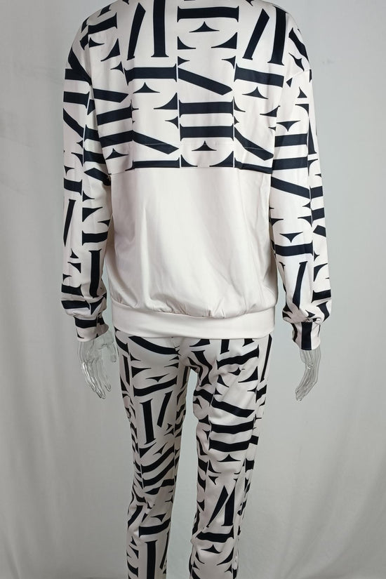 Women's Printed Long Sleeve Street Slim Fit Fashion Casual Suit