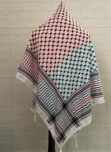 Colorful grid with hanging tas