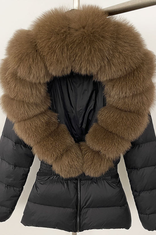 Short Women's Thickened Slim Fit Waist-tight Fur Down Jacket