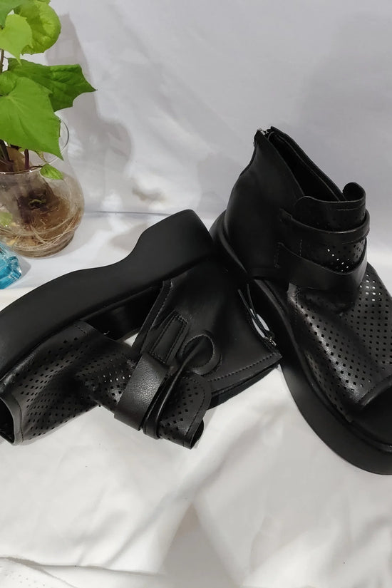 High-Top Roman Shoes Platform Heel Retro Hollow Women's Sandals - DanaFashionstore