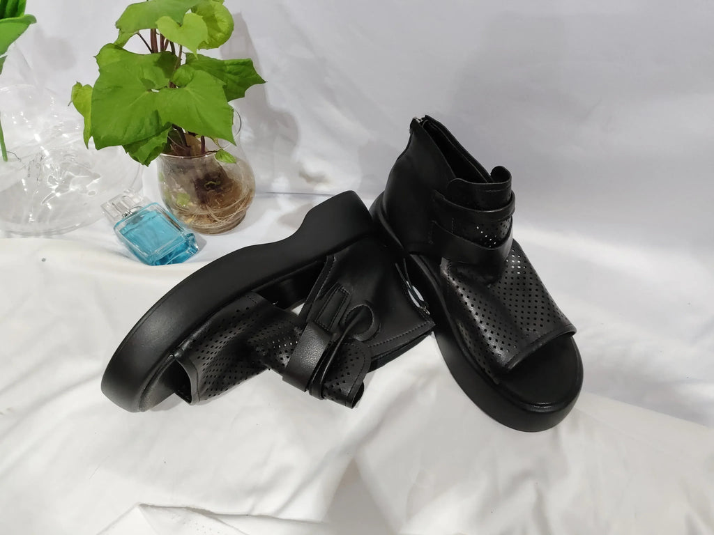 High-Top Roman Shoes Platform Heel Retro Hollow Women's Sandals - DanaFashionstore