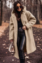 Autumn Winter Fashion Elegant Long Coat Woman Plush Warm Faux Fleece Coat Women Teddy Jacket Female Teddy Coat Outwear Ladies - DanaFashionstore