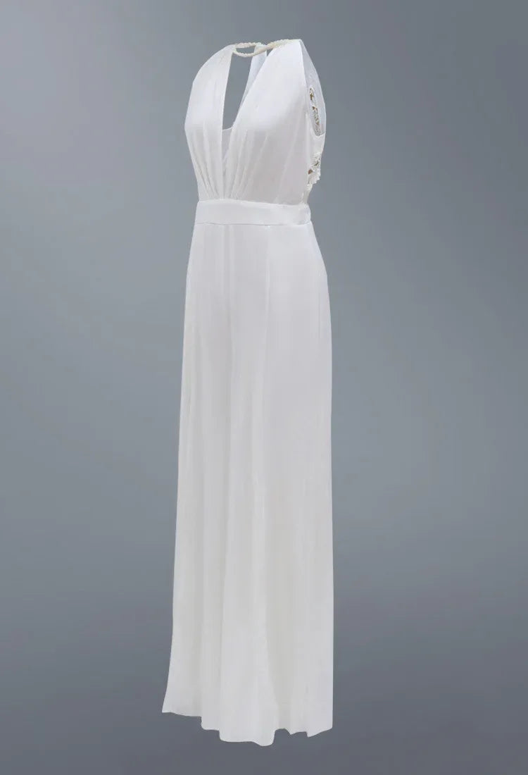 Deep V Halter Jumpsuit Casual Trousers - DanaFashionstore