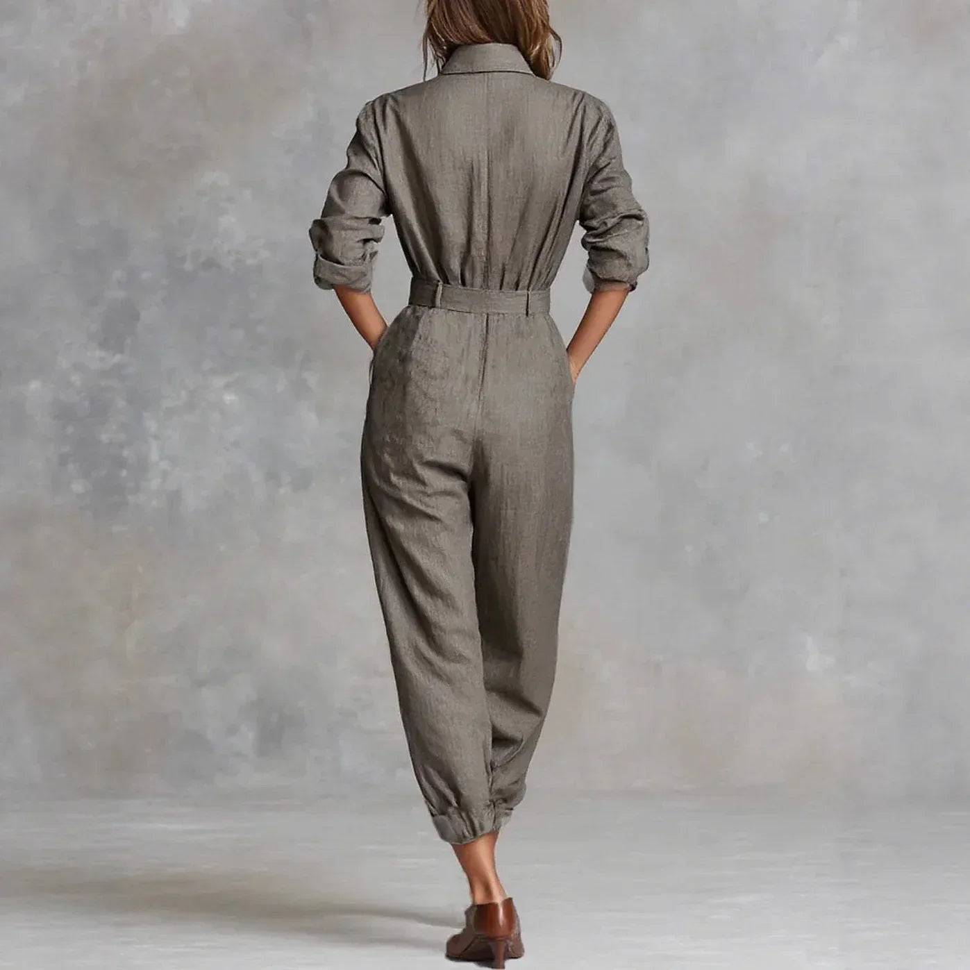 Long-Sleeved Lapel Jumpsuit Women 2026 - Professional Casual Jumpsuit - DanaFashionstore