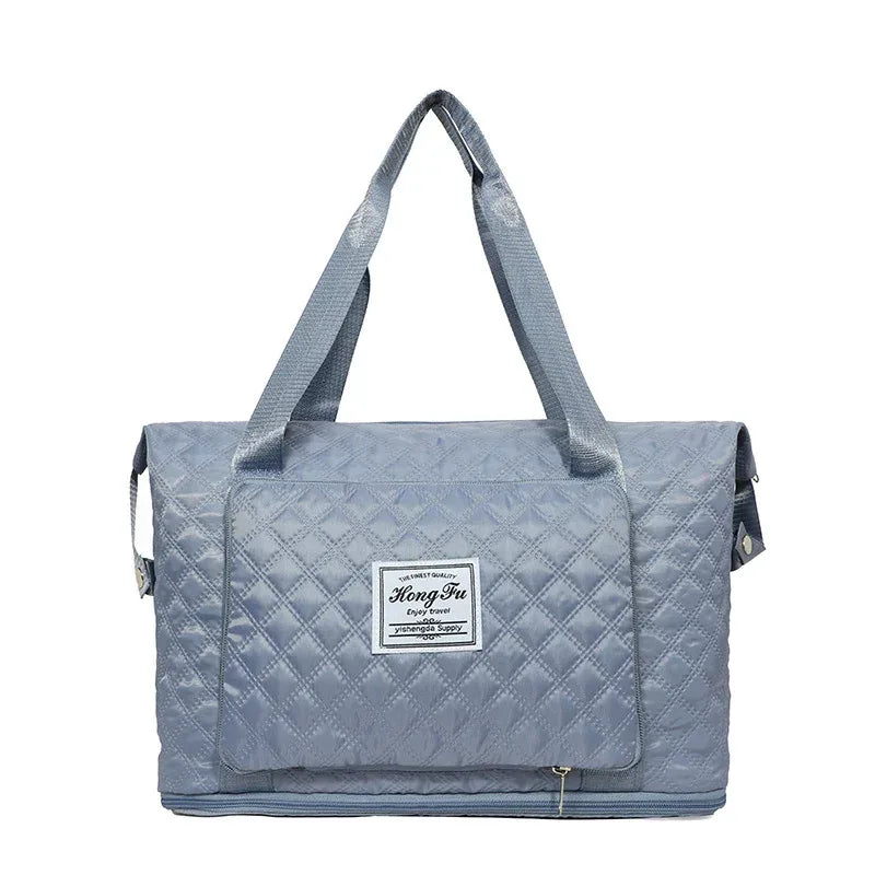 Foldable Travel Duffle Bag With Rhombus Sewing Design Large Capacity Fitness Handbag Portable Versatile Shoulder Bags Expandable Organizer - DanaFashionstore