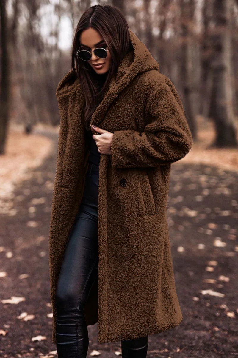 Autumn Winter Fashion Elegant Long Coat Woman Plush Warm Faux Fleece Coat Women Teddy Jacket Female Teddy Coat Outwear Ladies - DanaFashionstore