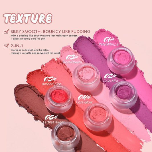 6 Colors Mousse Pudding Blush Mud Delicate $18.73 Dana Fashion Color Number: 01 Color makeup Product information: Net content: 3.5G Category: Blush Color number: six colors Shelf life: 3 years Packing list: Blush X1pcs Product Image: