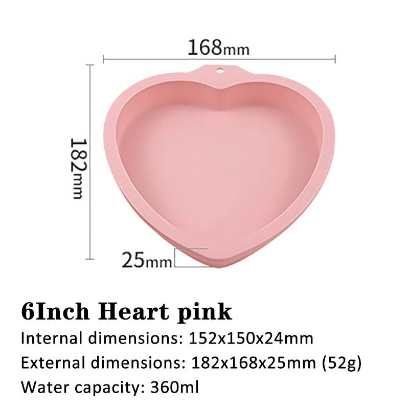 6 inch 8 inch rainbow cake baking pan $14.50 Dana Fashion Color: Pink Size: 6inch Style: Heartshaped Dana's Kitchen Product Category: Cake Mould feature: 100% brand new and high quality. Use food grade organic silicon material, easy to handle. Odorless, n