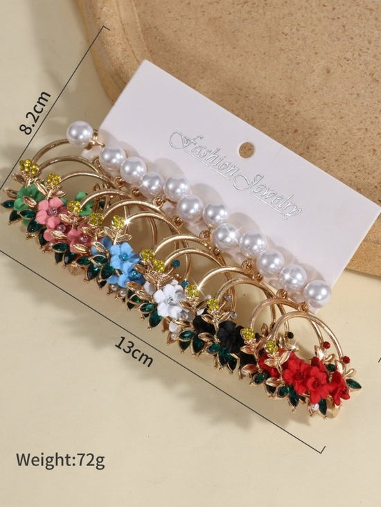 6-piece Set Of Sweet Soft Ceramic Pearl Flower Earrings With Fashionable Temperament And Floral Earrings $40.48 Dana Fashion Color: Colorful Women's Accessories Product information: Material: Alloy Style: European and American Style: Women's Modeling: Flo