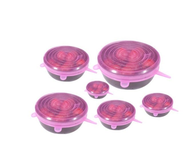 6-piece stretch siliconecover $17.80 Dana Fashion Color: Pink Size: 2 Set Dana's Kitchen Cookware Parts Type:Lids Material:food grade Silicone Temperature : -40F to +446F (-40c to +230c) Material :BPA free 100% Food Grade Silicone Advantage:Heat resistanc