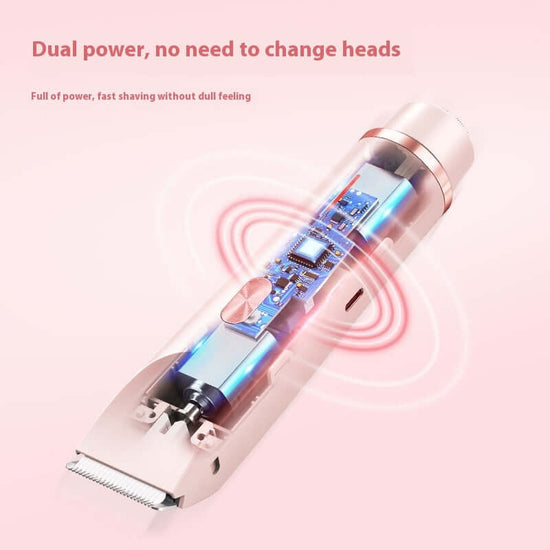 2 In 1 Hair Remover Women's Double Head Shaver Private Pubic Hair Trimmer Electric Razor Wet Dry Electric Body Hair $58.05 Dana Fashion Color: Blue set1 Power supply mode: USB Beauty Tools Overview: 1. Comfortable and Safe Shaving: Engineered for a painle