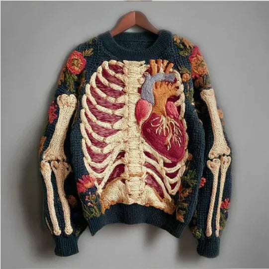 Womens 3D Digital Print Crew-Neck Loose Sweater - DanaFashionstore