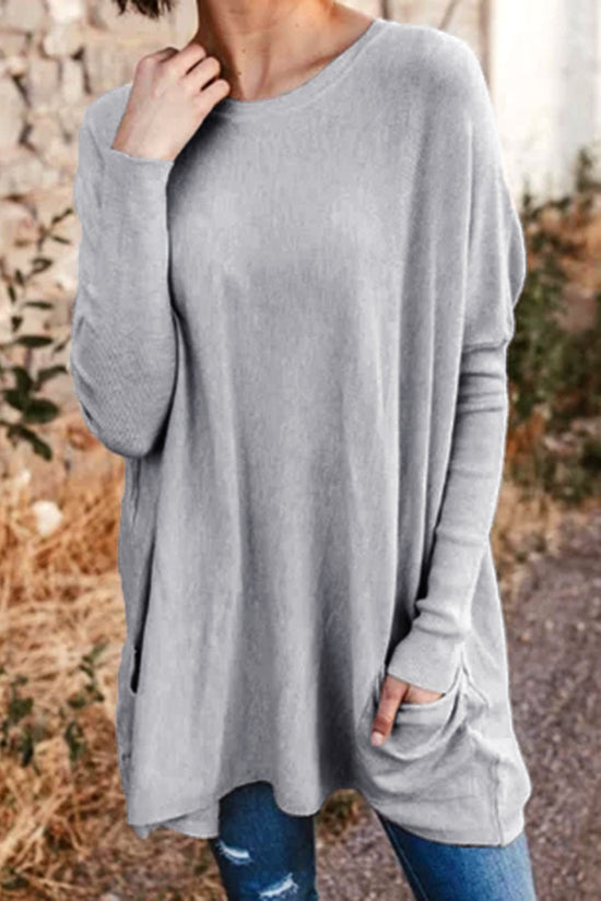 Women's Casual Pocket Loose Long Sleeve Top
