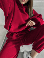 Female Solid Color Fashion Sports And Leisure Sweater Suit