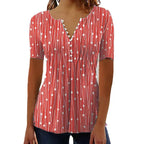 European And American Spring And Summer V-collar Polka Dot Short Sleeve - DanaFashionstore