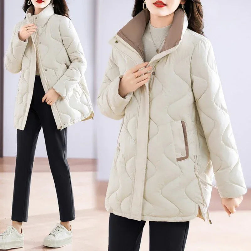 Mid-Length Loose Simple Cotton-Padded Coat 2026 - Minimalist Winter Jacket - DanaFashionstore